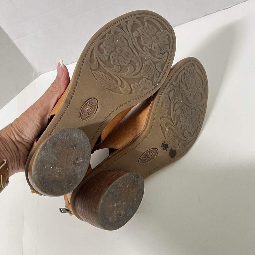 Sofft Carleigh Leather Peep Toe Booties Size 9 Luggage Tan Shoes Comfort - Picture 8 of 8